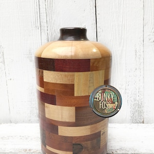 Vintage Handmade Segmented Wooden Vase, Segmented Wooden Vase,Beautiful Wooden Vase,Wood Marquetry Vase,Mixed Wood Vase,Segmented Wood, Vase