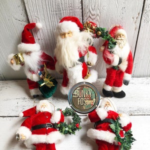 Vintage Santa Dolls Mixed Lot, Vintage Cloth Santas, Hanging Santas, Santa Ornaments, Santa Mixed Lot, Vintage Santa Doll Figurines,1980&#39;s