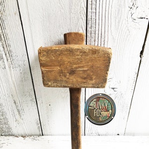 Antique Handmade Wood Mallet, Antique Tools, Primitive Wood Tools, Handmade Mallet, Old Wooden Mallet, Old Tools, Wooden Mallet
