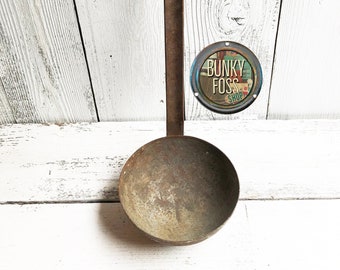 Antique Primitive Forged Large Metal Soup Ladle, Soup Ladle, Large Ladle,Rustic Kitchen, Vintage Ladle, Farmhouse Kitchen Decor,1900's