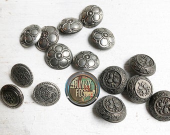 Antique Pewter & Vintage Norwegian Pewter Shank Buttons, Vintage Pewter Buttons, TPB Buttons, Norwegian Petwer Buttons, Old Pewter Buttons