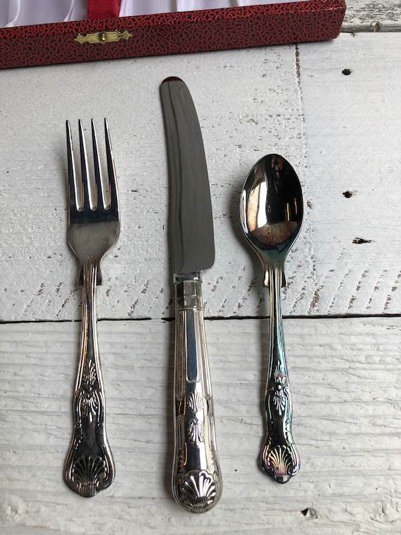 RARE Vintage Cooper Ludlam Silver Plated Child's Cutlery Set in