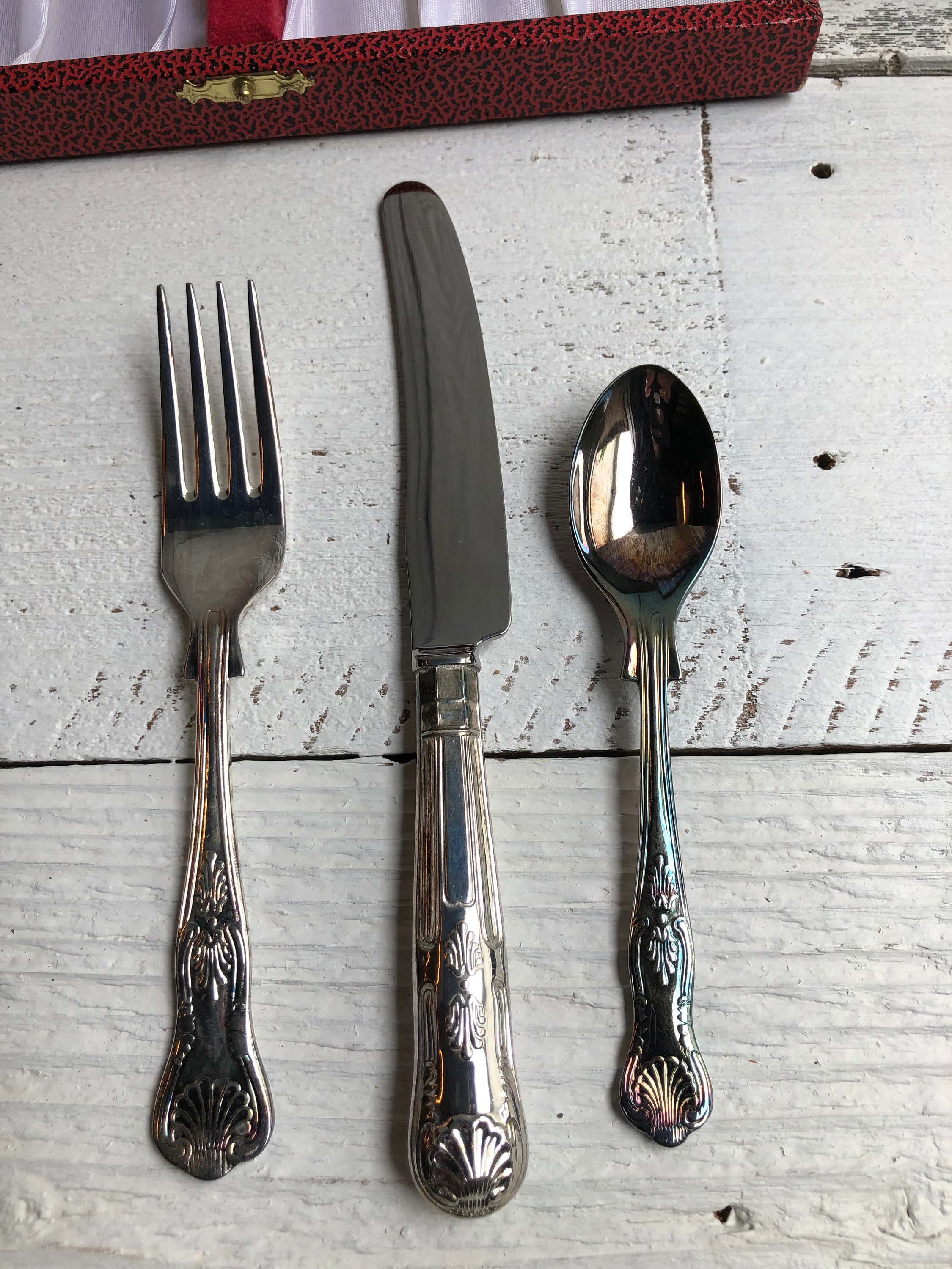 【Cooper Ludlam】キングスパターンのデザートセット 8名用32本組 RARE Vintage Cooper Ludlam Silver Plated Child's Cutlery Set