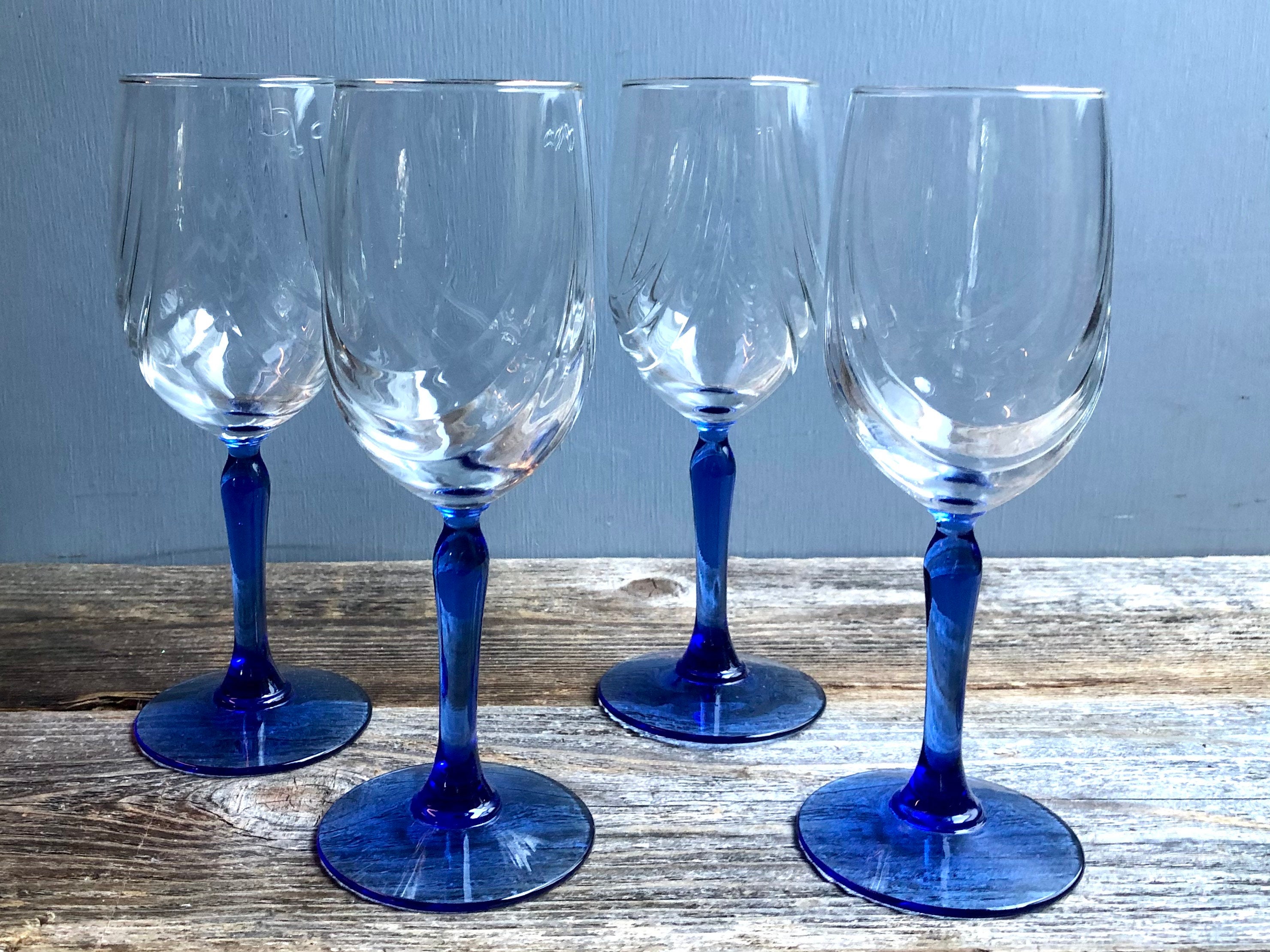 Vintage Lenox Swag Blue Stemmed Wine Glasses Lenox Swag Etsy UK
