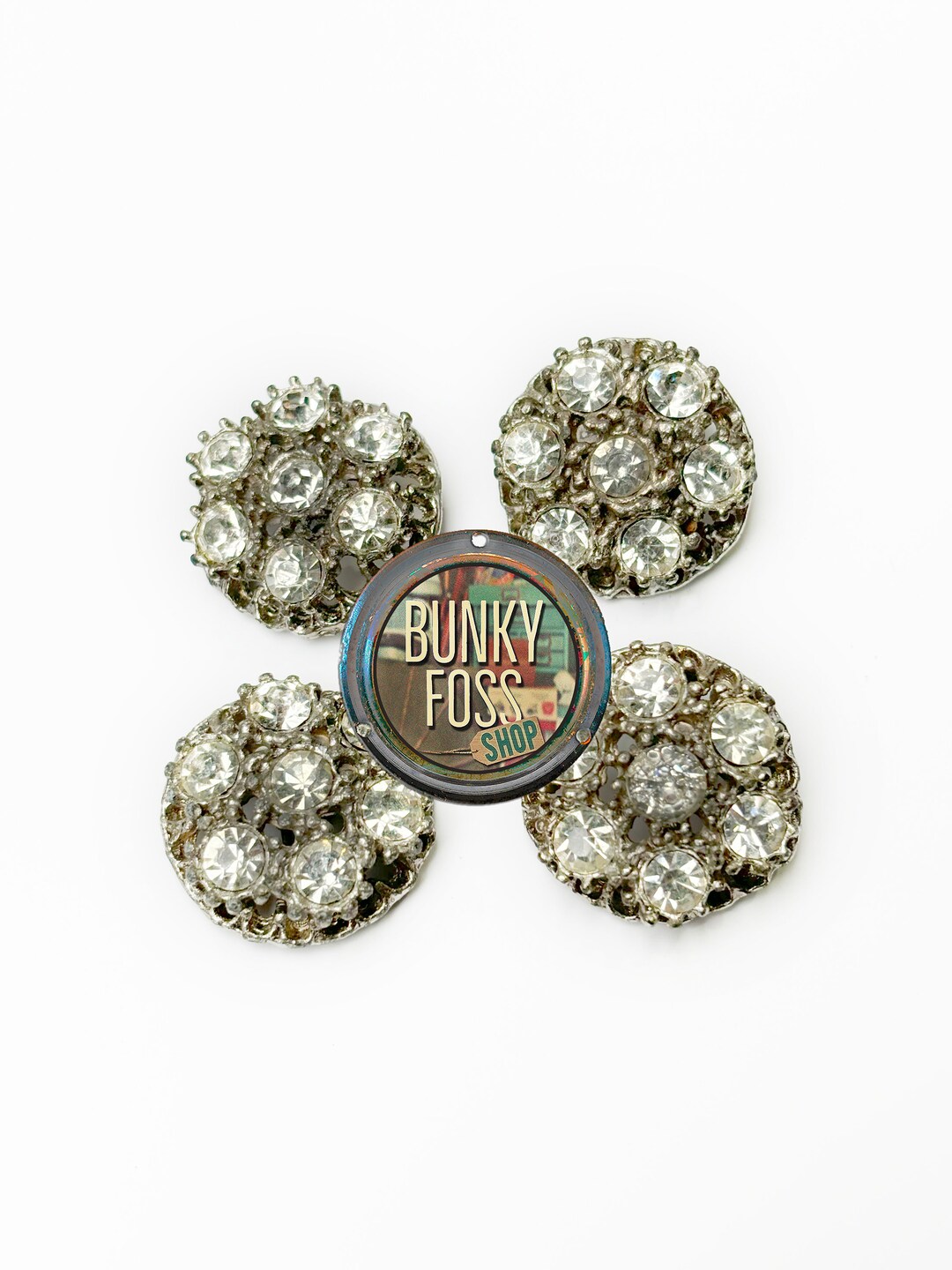 Antique Rhinestone Coat Buttons, Pot Metal Shank Buttons, Set of 4 - Etsy