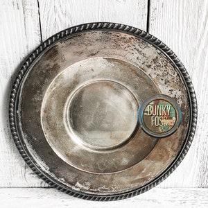 Vintage F.B. Rogers Silver Over Copper Round Tray, Silver Over Copper, Vintage Tray, Vintage FB Rogers, Silver Tray, Old Tray, 1900&#39;s