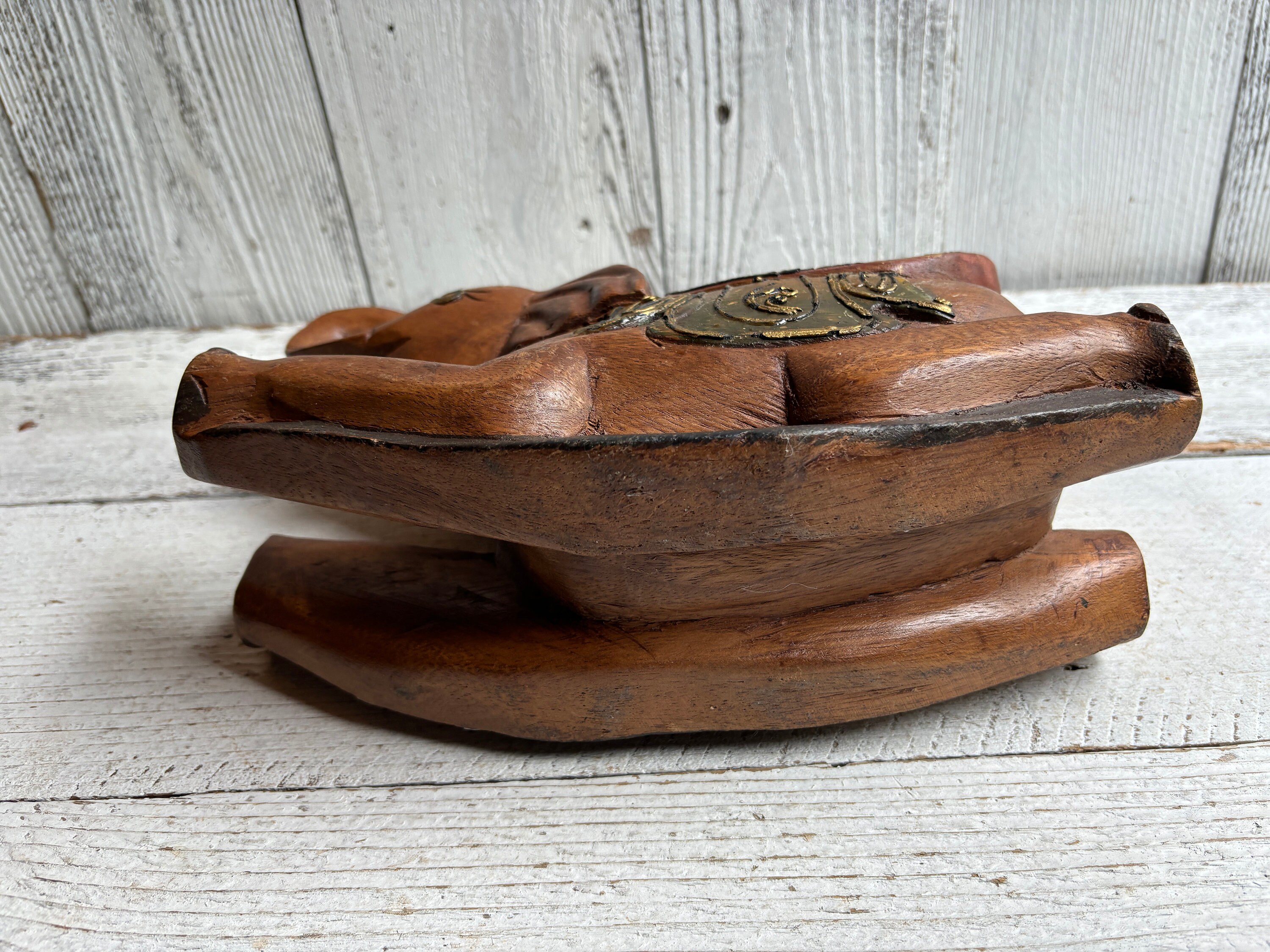 Primitive Hand Carved Rocking Elephant Sculpture, Rocking