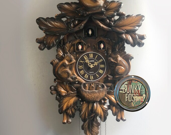 RARE Vintage Kaiser Quartz Black Forest Style Cuckoo Clock, MCM Cuckoo