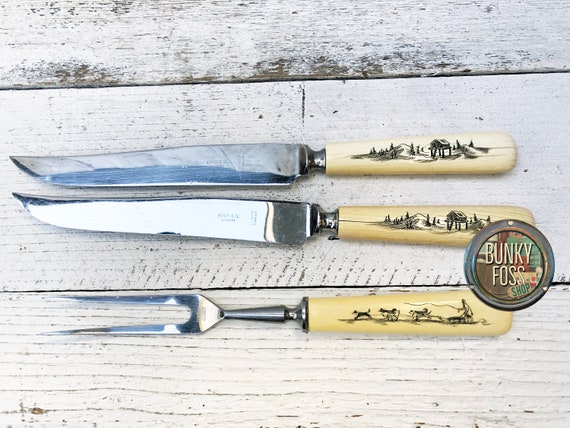 RARE Vintage German Henley & Co Knife Carving Set, Carving Knife Set, German  Knife Set, Henley and Co Knife Set, Engraved Handles,knife Set 