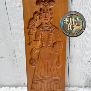Vintage Dutch Hand Carved Queen Springerle Cookie Mold,Dutch Cookie Mold,Folk Art Mold,Wooden Cookie Mold, Springerle Cookie Mold,Wall Decor