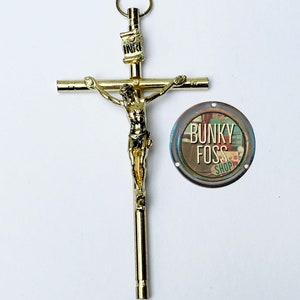 Vintage Gold Tone INRI Crucifix Pendant , Gold Crucifix,Golden Crucifix Pendant,Large Crucifix Pendant, Religious Pendant,Religious Crucifix