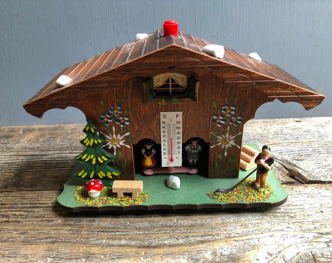 Vintage German Chalet Thermometer House, Cute German Chalet Thermometer, German Chalet, Dicky