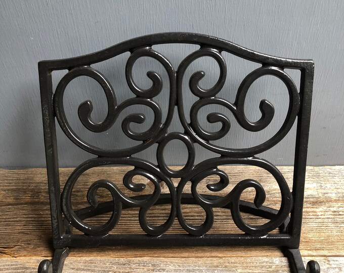 Vintage Cast Iron Scroll Work Book Holder Cast Iron Book Etsy