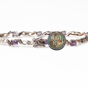 Vintage Amethyst Art Decco Tennis Bracelet, Butterfly Clasp,Amethyst Bracelet,Silver and Gold Plated,Estate Amethyst Tennis Bracelet, 1950&#39;s