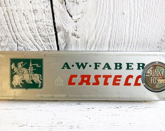 Vintage A.W. Faber Castell Metal Pencil Box Box, Castell Pencils, Vintage Pencil Box, AW Faber Castell Pencils, Vintage Pencils, Pencil Box