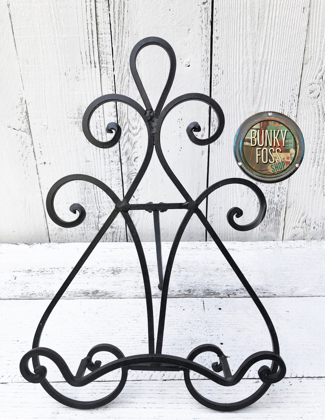 Vintage Wrought Iron Picture Frame Display Standblack Photo Etsy