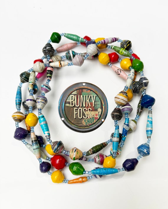 Vintage Handcrafted Beaded Jungle Necklace, Layer… - image 1