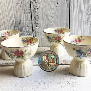 Antique Porcelain Floral Double Egg Cups, Egg Cups, Double Egg Cups, Porcelain Egg Cups, Antique Egg Cups, Pretty Egg Cups,Vintage Egg Cups