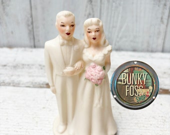 Vintage Bisque Porcelain Wedding Cake Topper, Vintage Wedding Cake Topper, Bisque Wedding Cake Topper, Wedding Topper, Bride & Groom,1940's