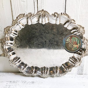 Vintage Silverplated Footed Butler&#39;s Tray, Ornate Silverplate Tray, Butlers Tray, International Silver Plate, Silverplate Serving Tray, Tray