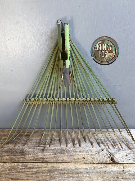 Vintage Green Metal Leaf Rake Head Rake Head Vintage Rake Etsy