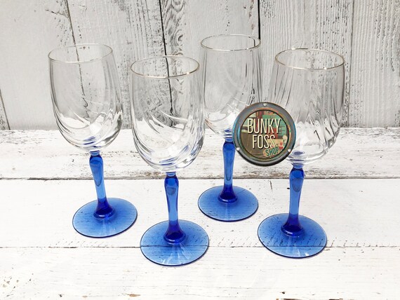 Lenox Cobalt Blue stem wine glasses, set of 4