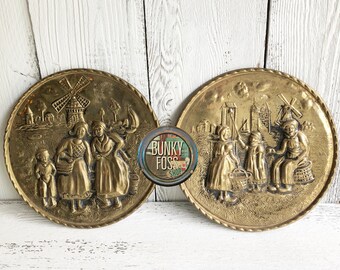 Rare Vintage Gunga Din England Brass Plates, Gunga Din Brass, Gunga Din ,Holland Plates, Gunga Din Brass, England, Brass Wall Plates, Brass