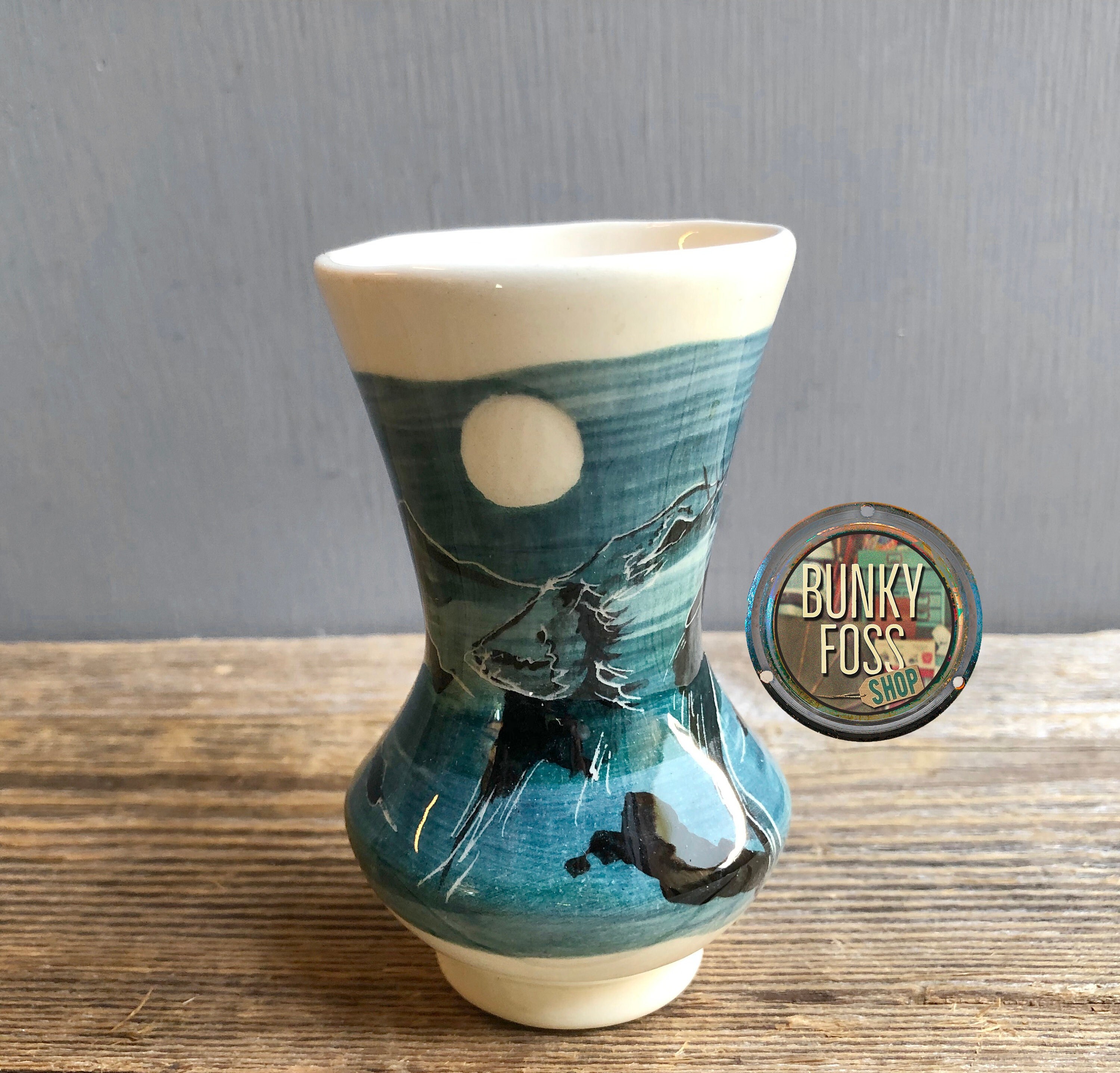 Vintage Anchor Point Alaska Hand Painted Vase Alsskan Pottery