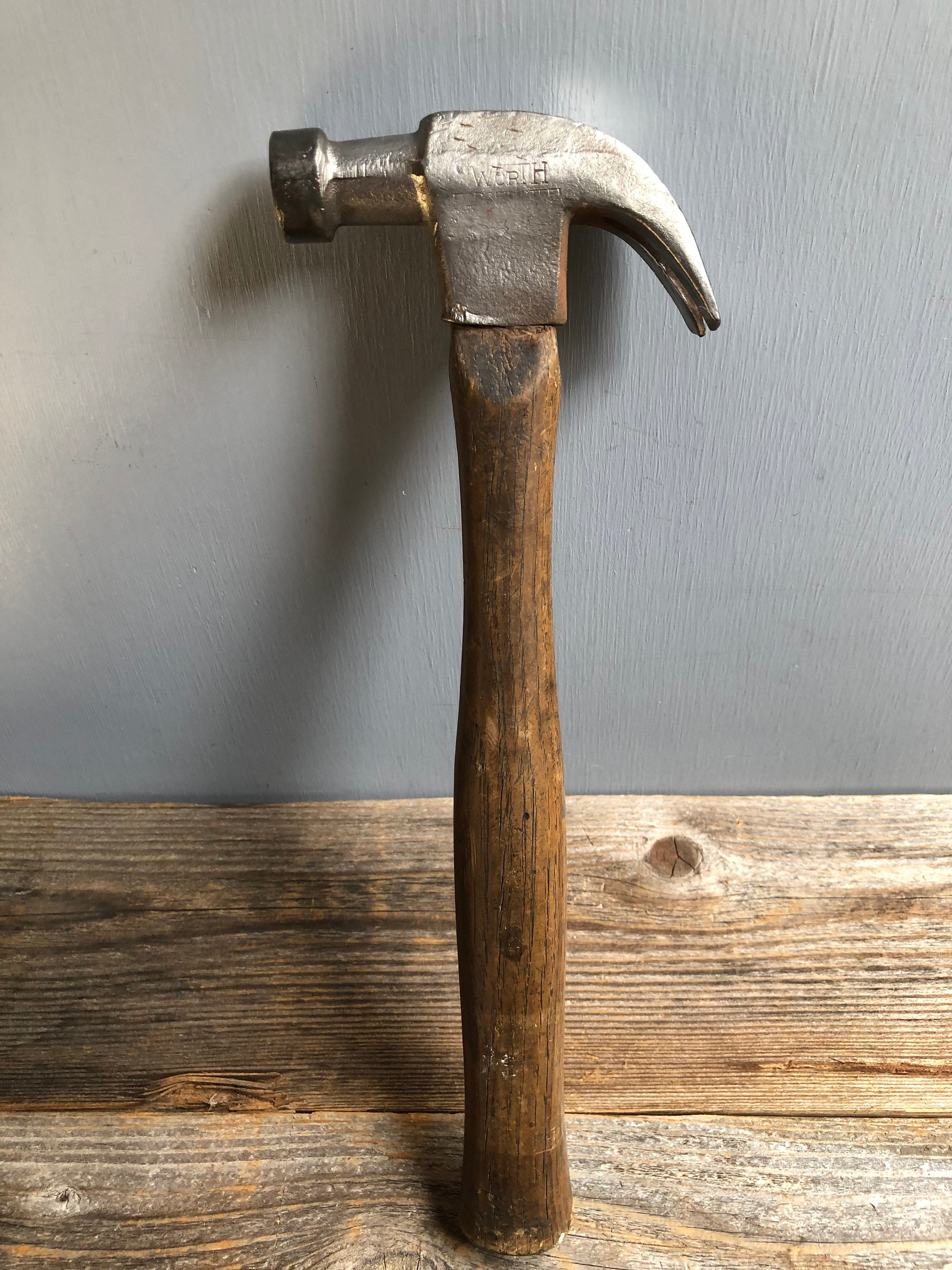 Vintage Worth Forged Steel Claw Hammer, Claw Hammer, Antique Claw