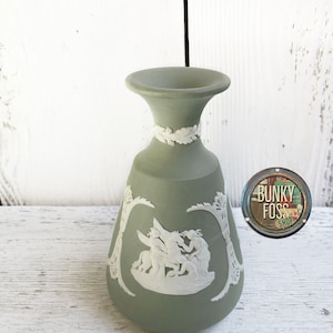 Vintage Wedgwood Sage Jasperware Vase, Wedgwood Vase, Sage Green, Jasperware Vase, Vintage Vase, Vintage Wedgwood, Wedgwood Sage Vase,1970&#39;s