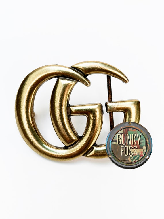 Vintage GG Brass Belt Buckle, GG Belt Buckle, Gold