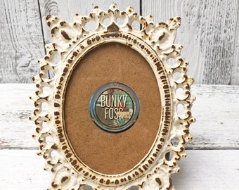Vintage Cast Metal Oval Picture Frame, Shabby Chic Decor