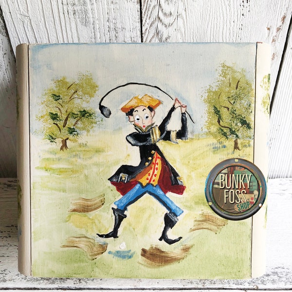 Vintage Hand Painted Centro America Co Wooden Cigar Box, Wood Cigar Box, Centro America Co Cigar Box,Honduras, Golfer Gift, Golfer,Cigar Box