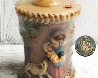 Vintage Gunter Kerzen German Hand Painted Nativity Candle, German Candle,Vintage German Nativity Candle, Hand Painted Candle, Germany,1960's