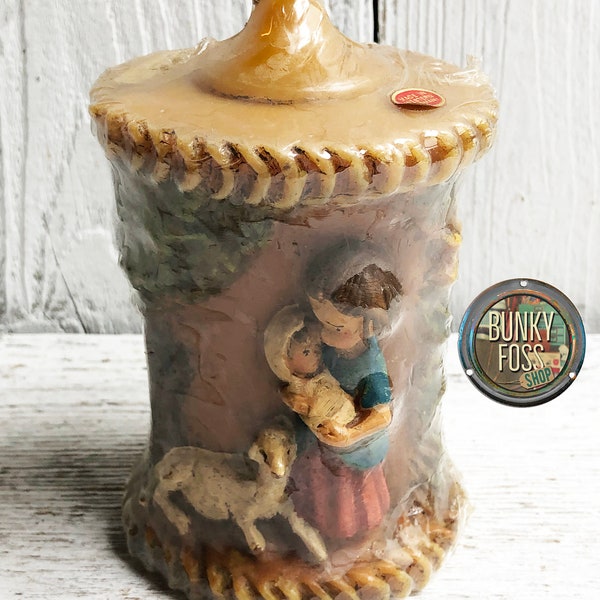 Vintage Gunter Kerzen German Hand Painted Nativity Candle, German Candle,Vintage German Nativity Candle, Hand Painted Candle, Germany,1960's