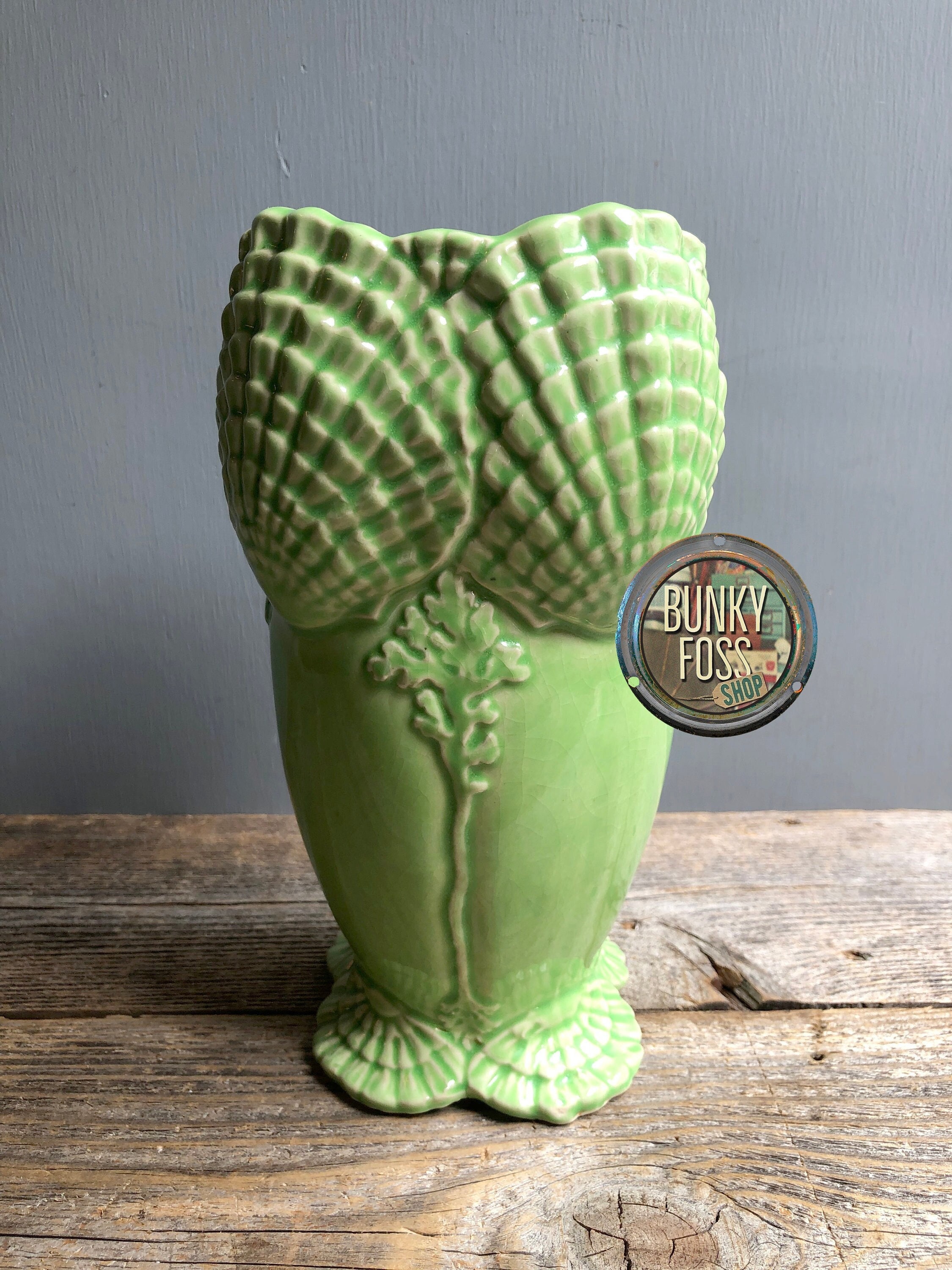 Vintage Murahon Ware Deco Shell Vase Vintae Green Vintage Etsy