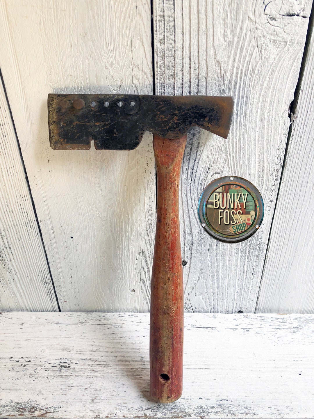 Vintage Wood Handled Roofing Shingle Hatchet Hammerwith Etsy