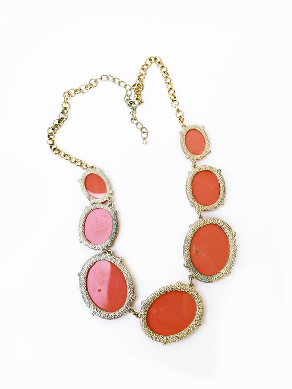 Vintage Iridescent Orange Chunky Statement Neckla… - image 3