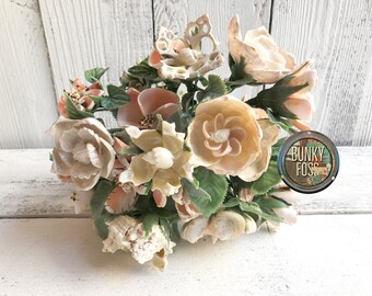 RARE! Vintage 1940's Handmade Sea Shell Flower Picks,Shell Flowers,Vintage Shell Bouquet,Wedding Flowers,Beach Wedding,Vintage Shell Flowers