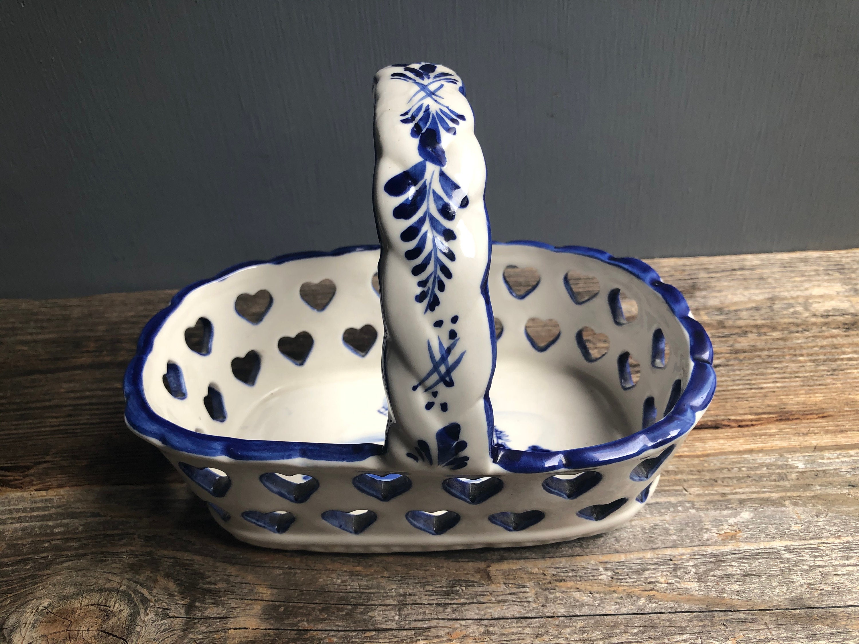 RARE Delfts Blue Holland Basket With Heart - Etsy