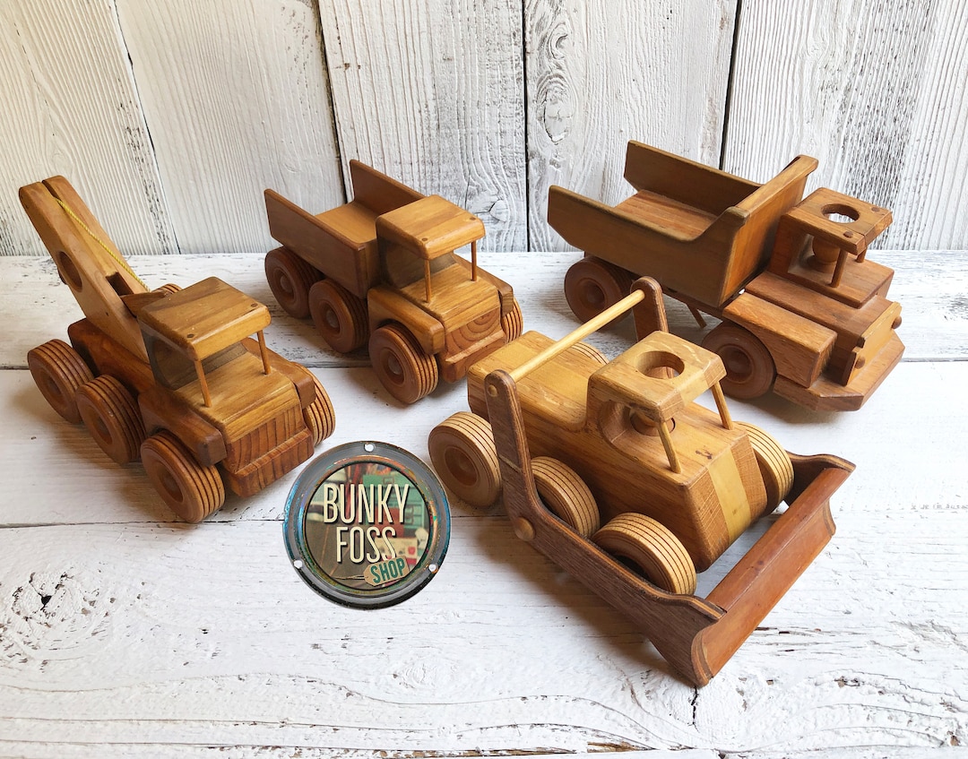 Vintage Handmade Wooden Toy Trucks Set,handmade Wooden Toys,wood Toy