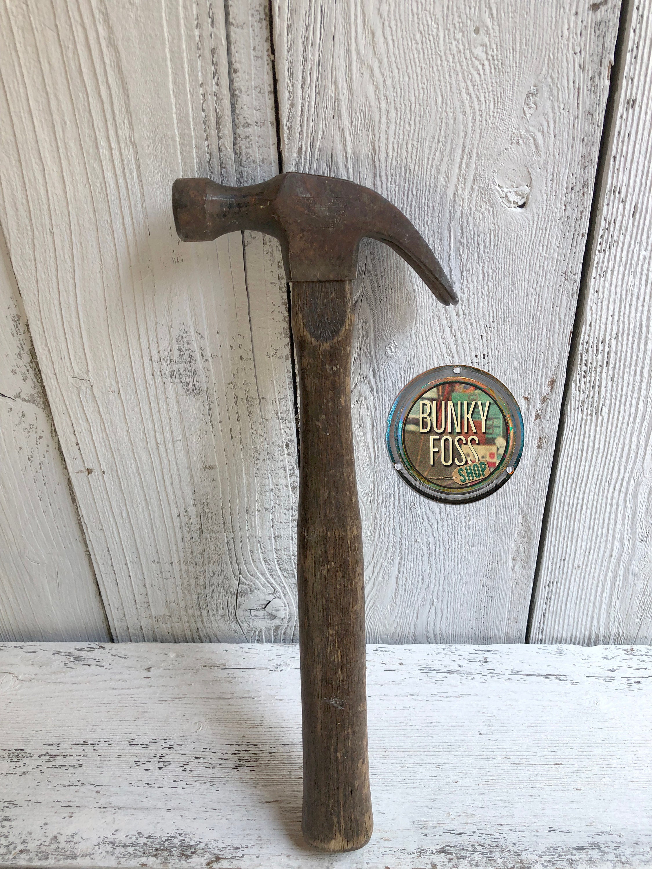 Vintage Stanley Wooden Handled Claw Hammer,16 Oz, Old Hammer