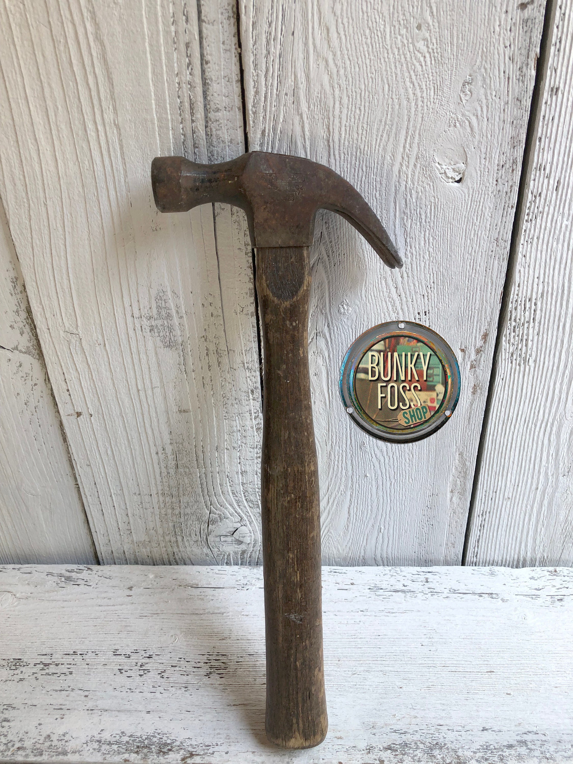 Vintage Stanley Wooden Handled Claw Hammer 16 Oz Old Hammer
