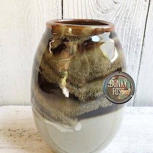Vintage Warwick Stoneware Pottery Vase, Stoneware Vase, Pottery Vase, Brown Drip Glaze Vase, Warwick Pottery Vase, Signed Vase, Vase