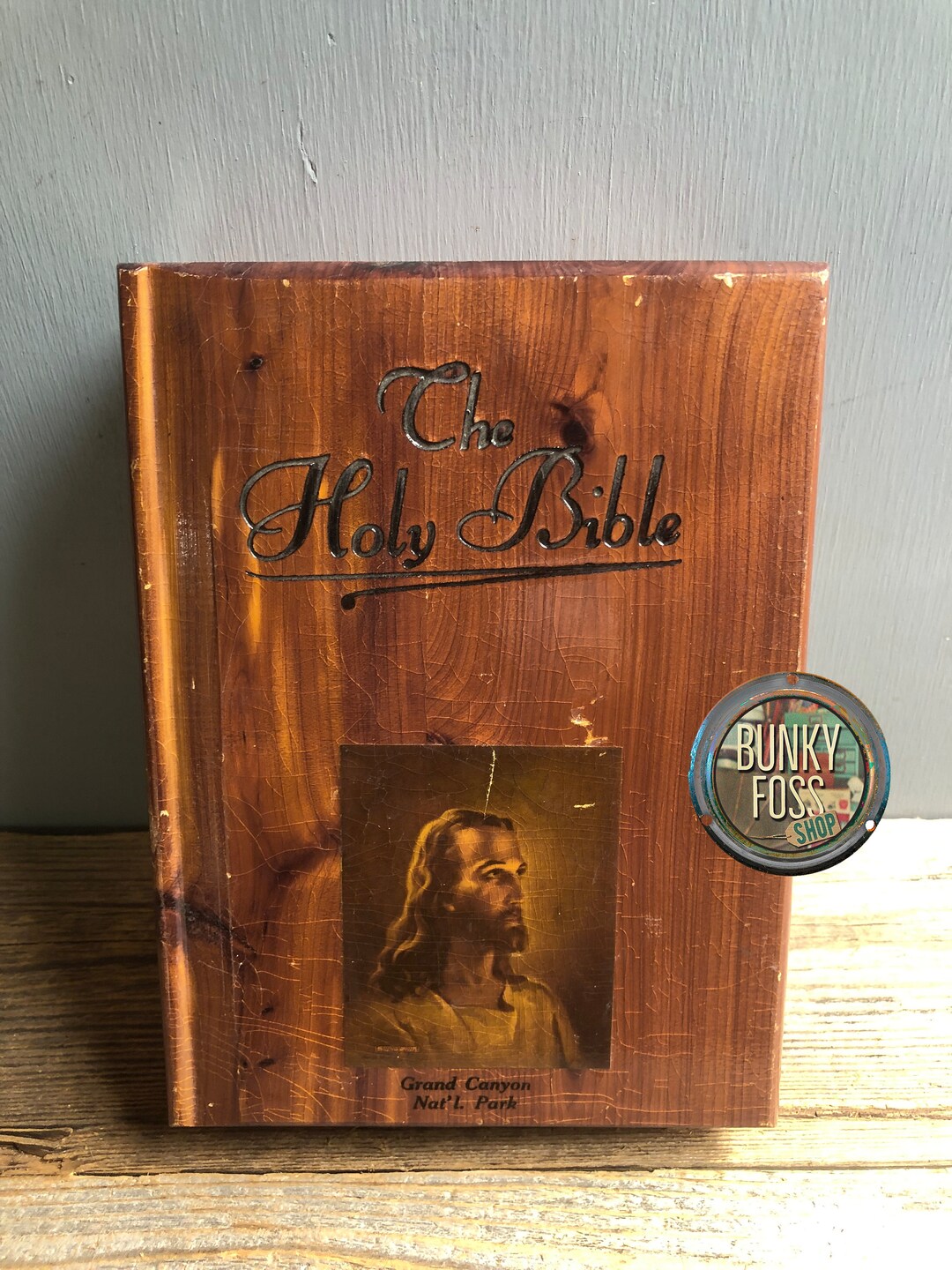 Vintage Cedar Wood Bible Box With Holy Biblesouvenir Bible Etsy