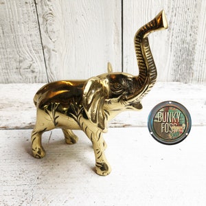 Vintage Solid Brass Carved Standing Baby Elephant, Baby Elephant, Brass Elephant, Elephant Figurine, Brass Elephant Figurine, Brass Figurine