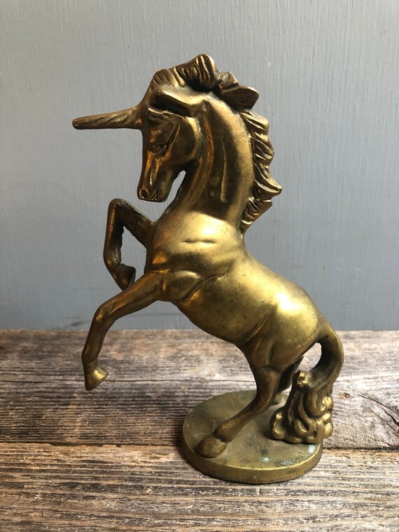 Home Décor Brass Unicorn Statue Vintage Mid Century Modern Brass