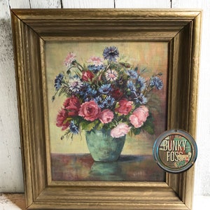 Antique Signed Floral Still Life Framed Oil Painting,Still Life Oil Painting Vintage Floral Oil Painting,Antique Art,Floral Painting,1932
