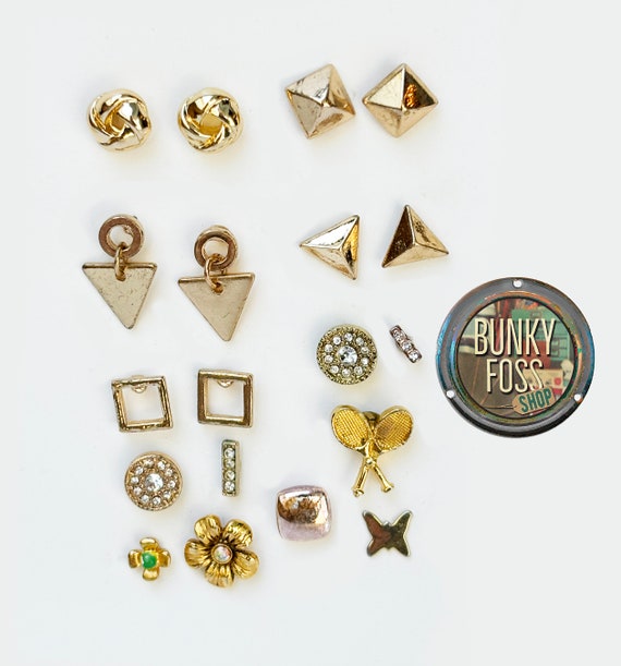 Vintage Gold Stud Earrings Mixed Set, Stud Earring