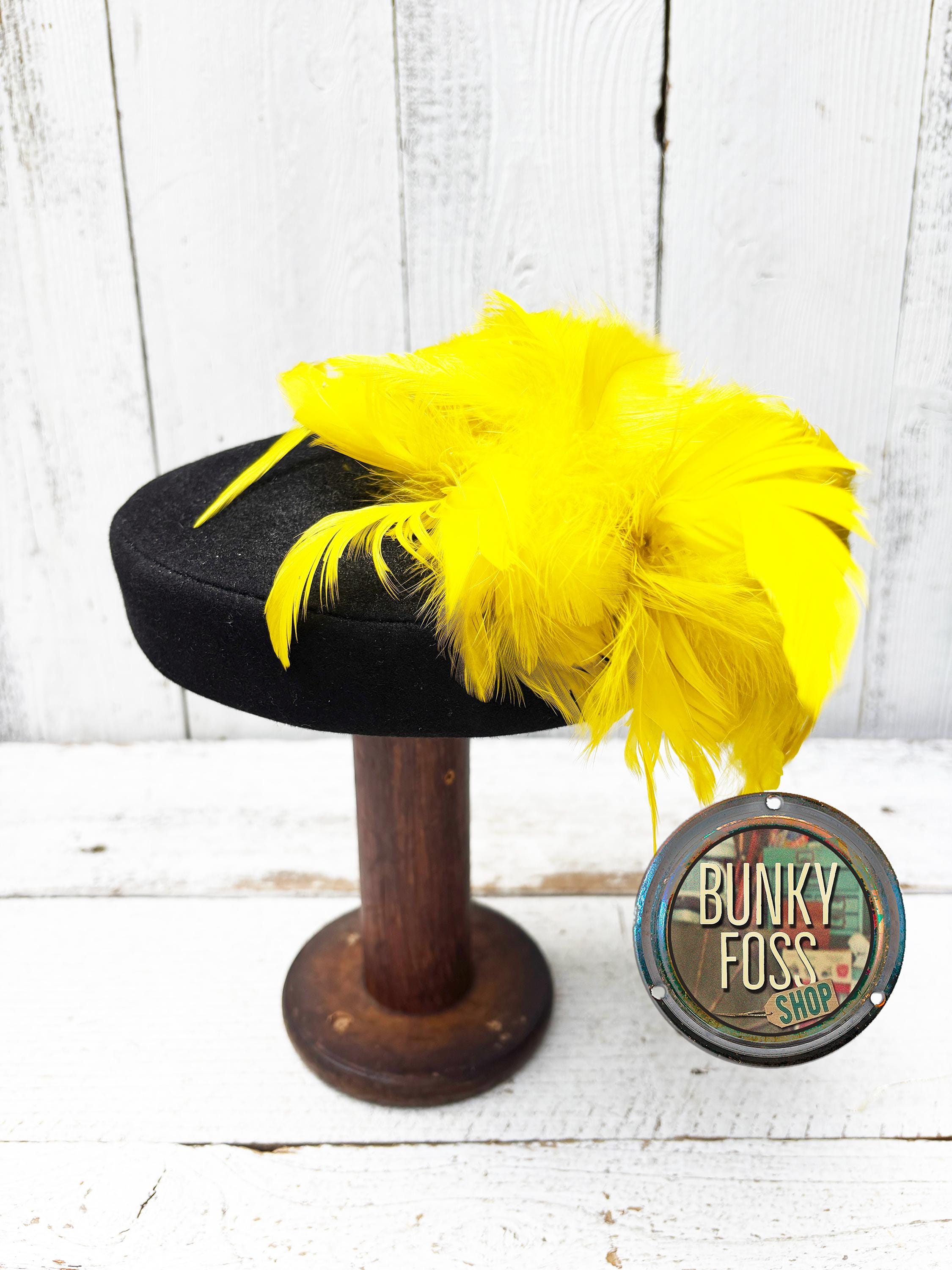 Yellow and Black Statement Disc Fascinator Hat - Women Accessories Yellow and Black Fascinator - Etsy UK main image 2